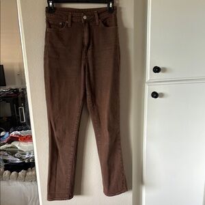 H&M Brown High-Waisted Mom Jeans